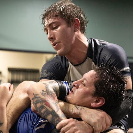 Adult no-gi jiu-jitsu sparring in Fullerton