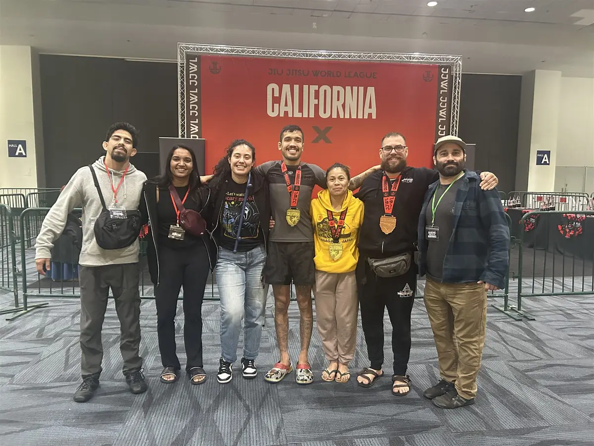 10th Planet Fullerton team with medals at a Jiu Jitsu World League tournament at Cal State Fullerton